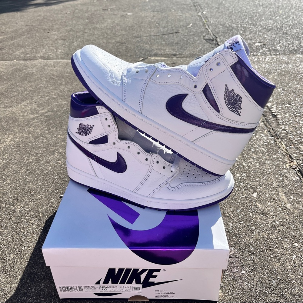 Women’s Nike Air Jordan 1 High Retro Court Purple Metallic New Size 10W / 8.5M